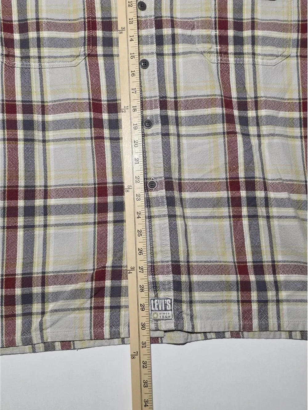 Vintage 90s Levi's Plaid Flannel Shirt XL Red Gray Yellow Heavy Duty Workwear